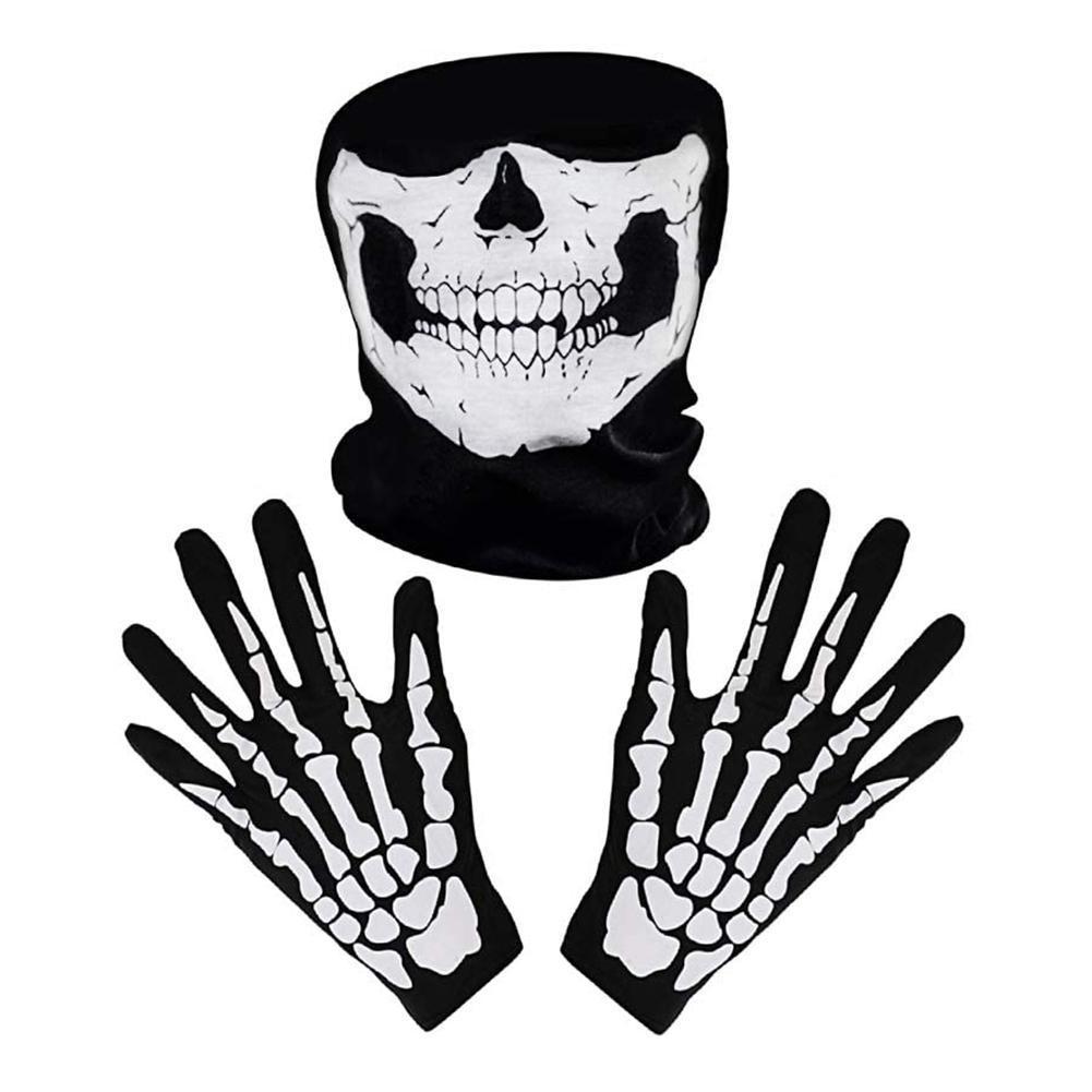 Kids Face Mask - Хэллоуин скелет перчатки костюм жуткий Мрачный